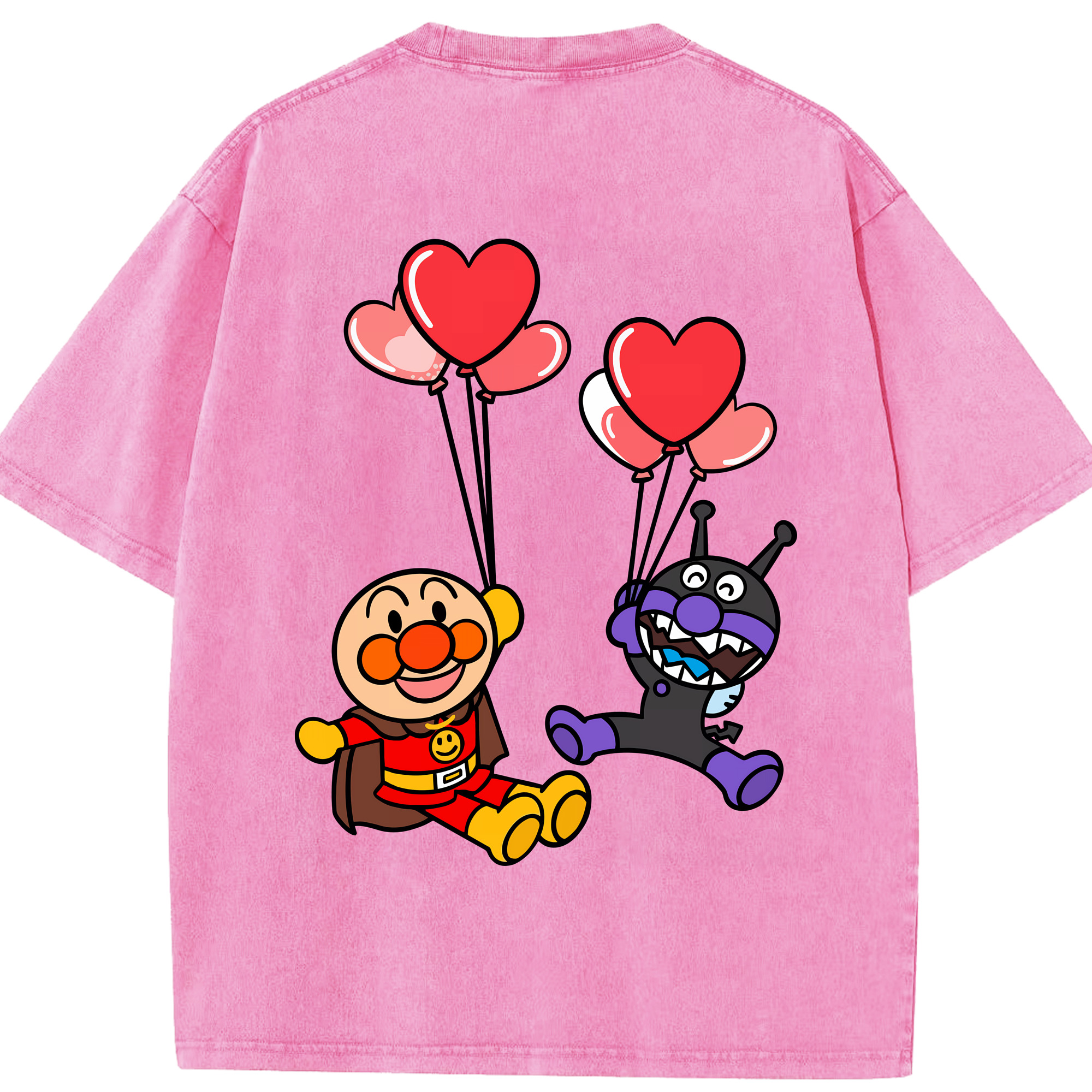 （画像用） アンパンマン Anpanman 綿100% ヴィンテージ風 半袖Tシャツ（背面プリント）
